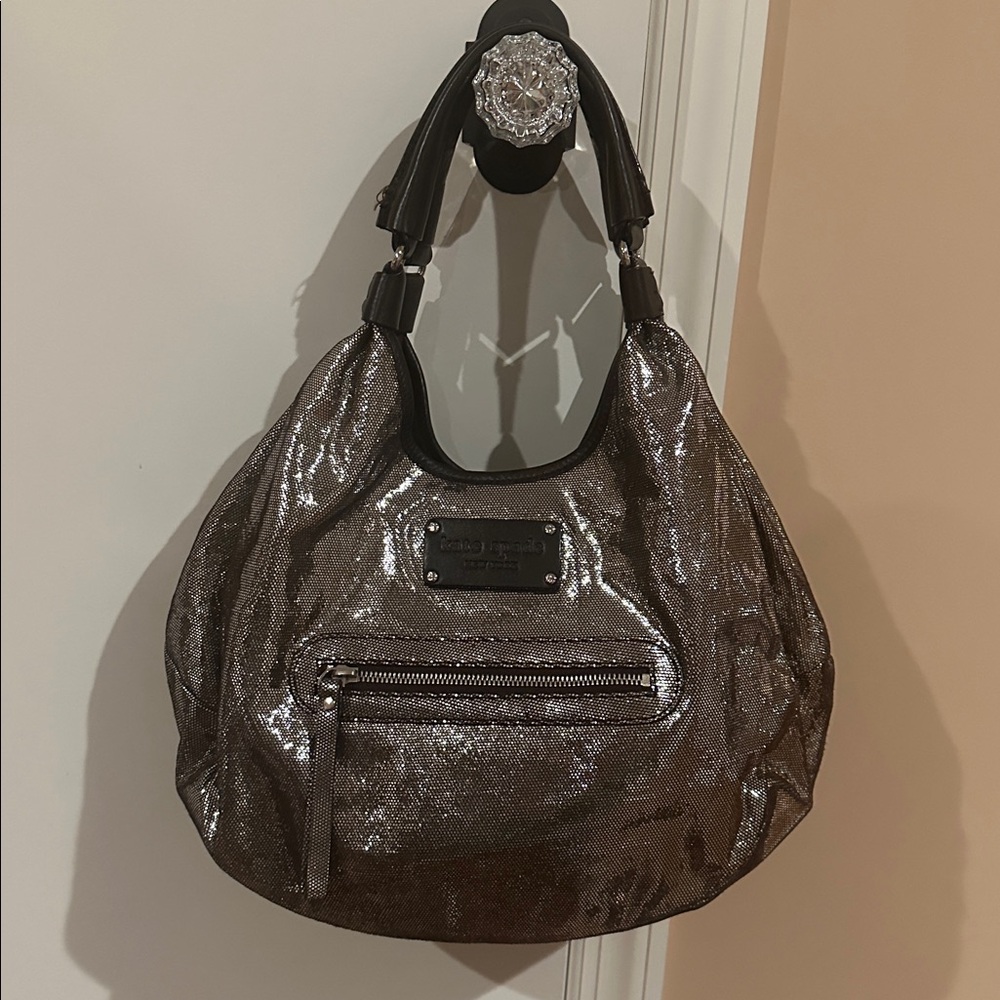 Rare Vintage Kate Spade Metallic Silver Hobo Bag - EUC!